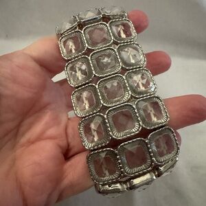 Silver & Clear Geometric Bracelet – Modern Minimalist Jewelry